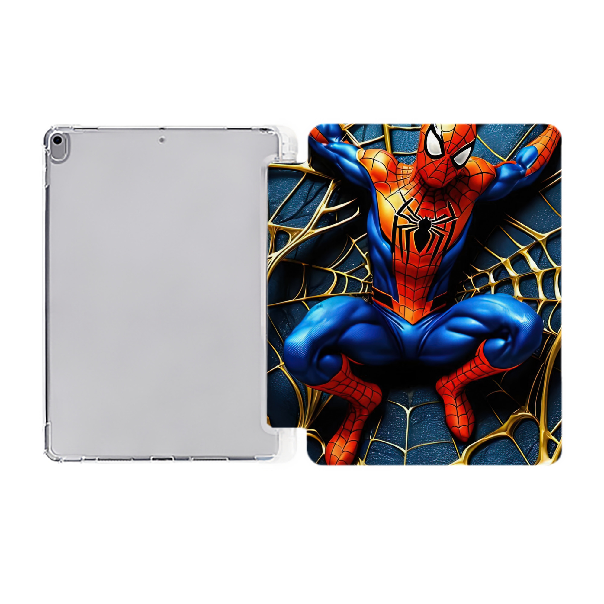 （画像用） Spider Man スパイダーマン IPad ケース ペン収納付き 三つ折りスタンド PUレザー×シリコン 対応機種9.5/10.5/10.9インチ